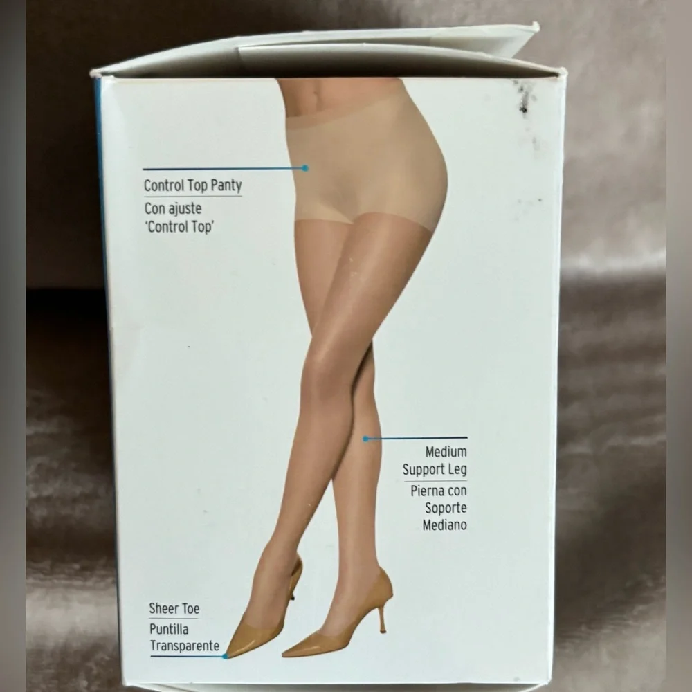 Vintage L'eggs Sheer Energy Control Top Nude Pantyhose Queen+ XL 2Pair New - Picture 3 of 5